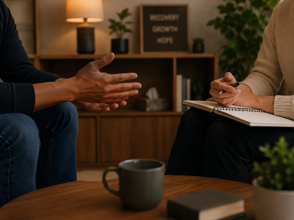Supportive conversation during addiction recovery coaching
